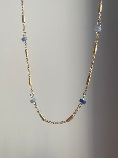 Chaîne 3 pendentifs à personnaliser Sol bleu