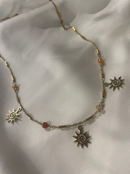 Chaîne 3 pendentifs à personnaliser Sol rouge