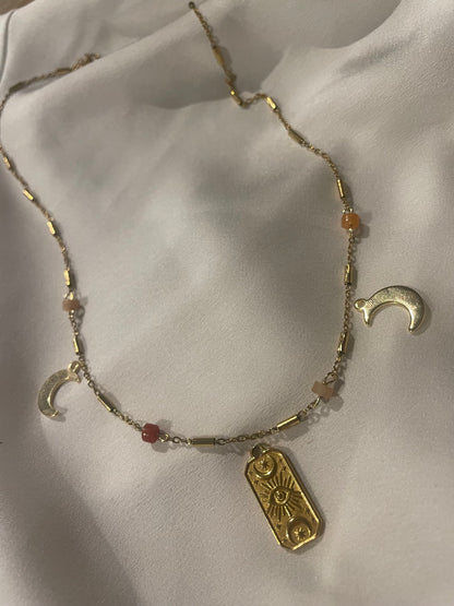 Chaîne 3 pendentifs à personnaliser Sol rouge